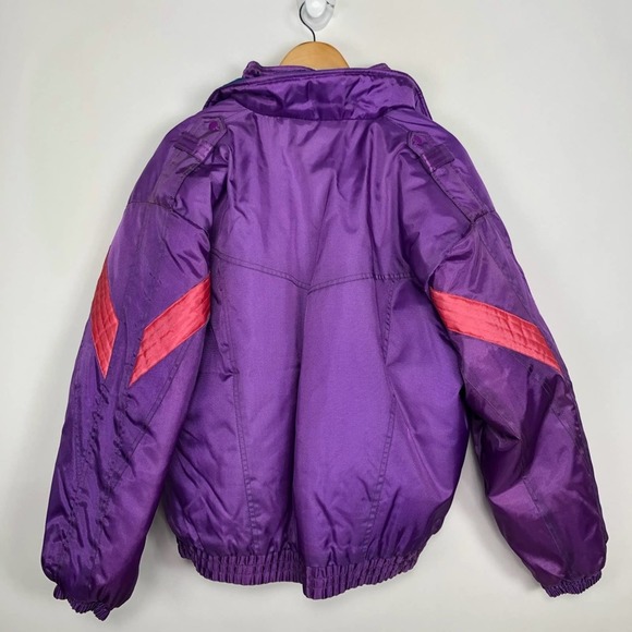 Vintage 1990s Women's Bomber Jacket Winter Puffer Coat Purple Size Large - Picture 7 of 7